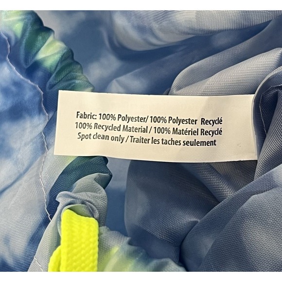 Athleta Girl Tie Dye Drawcord Sport Bag Cinch Sack Sac Blue Neon Yellow - Picture 5 of 5